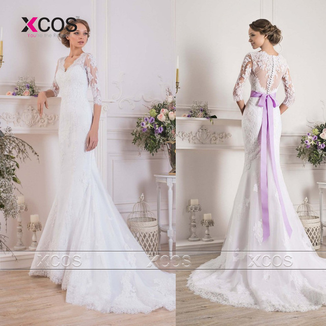 Abiti Da Sposa 3 4 Sleeves Bridal Dresses Lace Mermaid Abiti Da Sposa 3 4 Sleeves Bridal Dresses Lace Mermaid Wedding Dress Sheer Women Gowns China Online